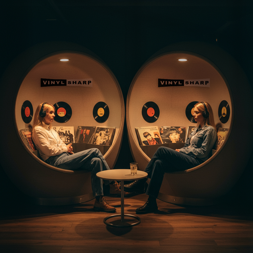 Vinyl Sharp Twin Pod Listening Stations